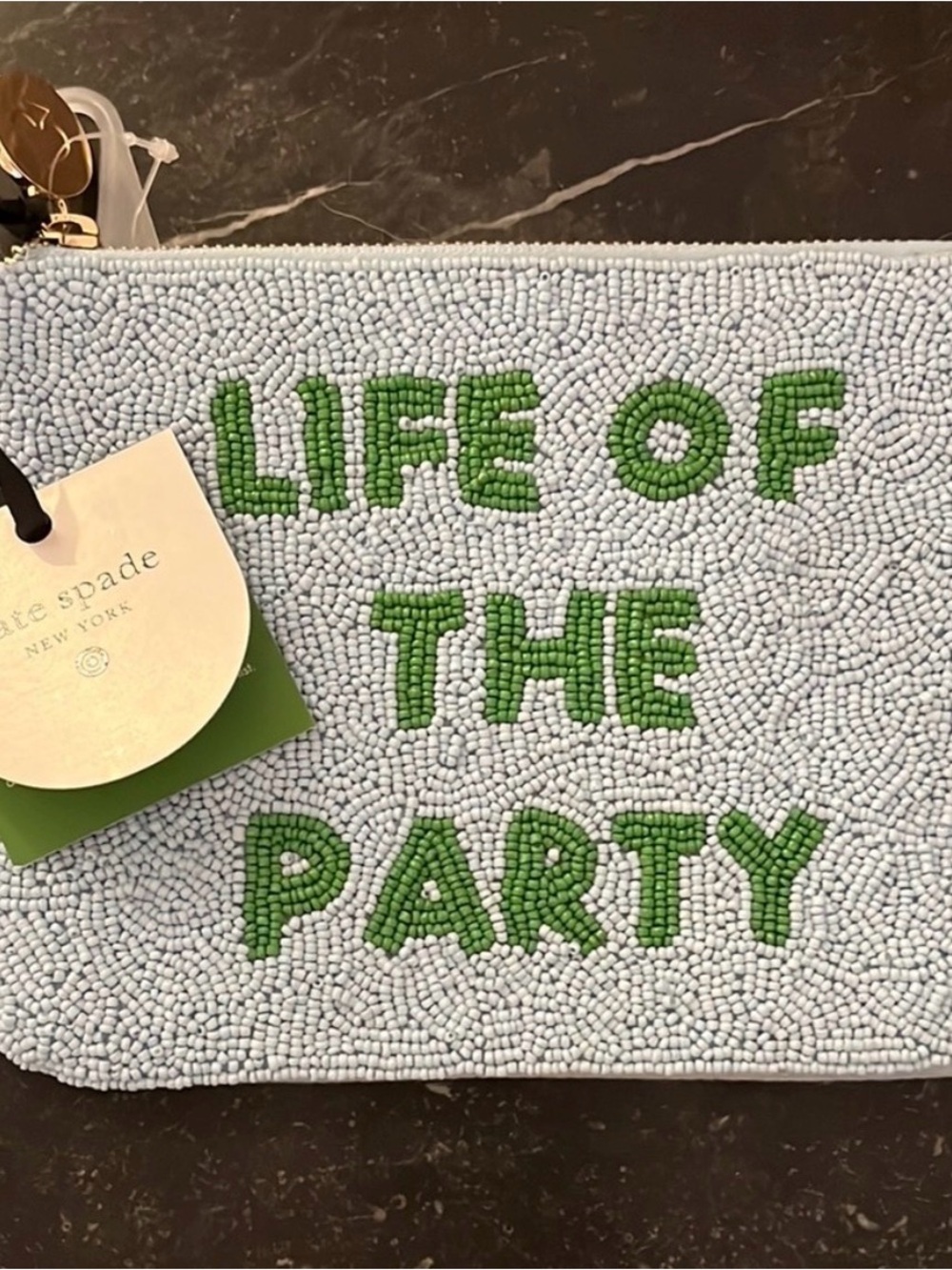 Kate Spade X Target New York Light Blue Beaded 'Life of the Party' Pouch - NWT